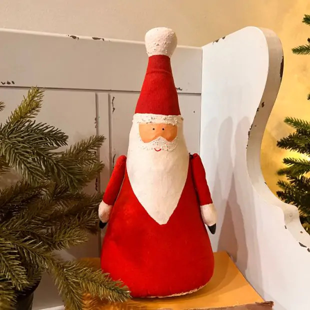 Painted Jolly Canvas Santa | Antique Farm House