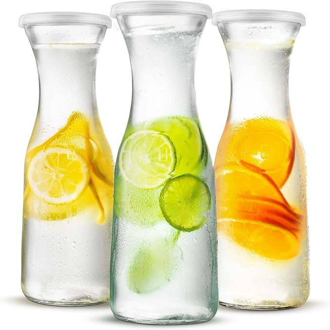 Kook Glass Carafe Pitchers, Beverage Dispensers, Clear Jugs For Mimosa Bar, Water, Wine, Milk and... | Amazon (US)