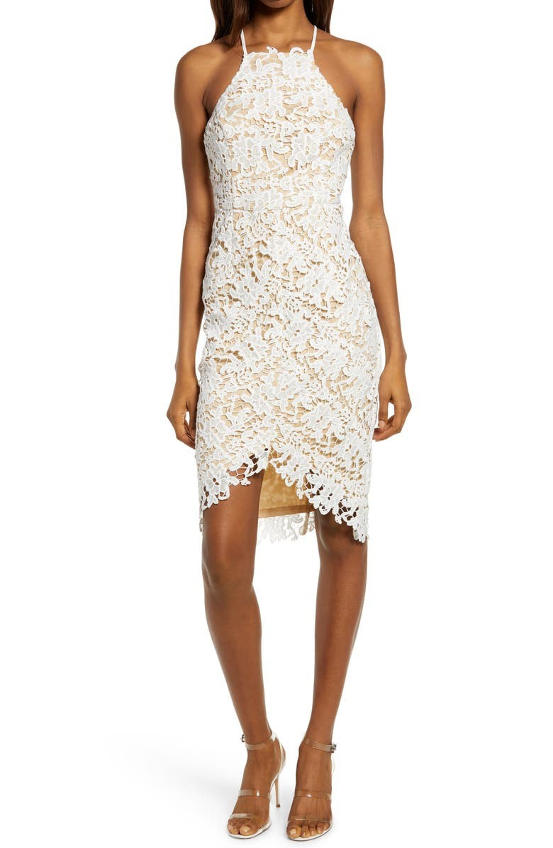 Keep My Heart Crochet Halter Neck High/Low Dress | Nordstrom