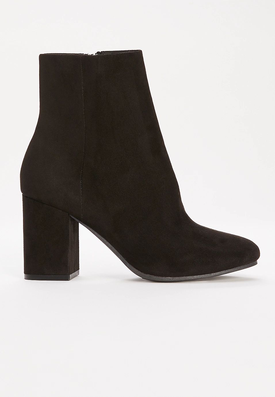 Qupid™ Malone Black Faux Suede Ankle Boot | Maurices