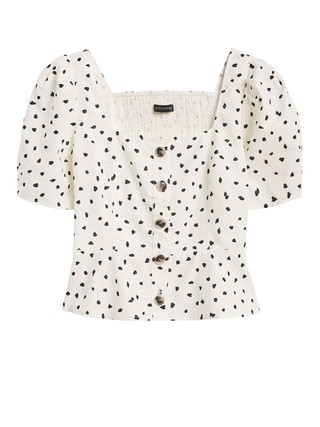 Linen-Cotton Puff-Sleeve Top | Banana Republic (US)