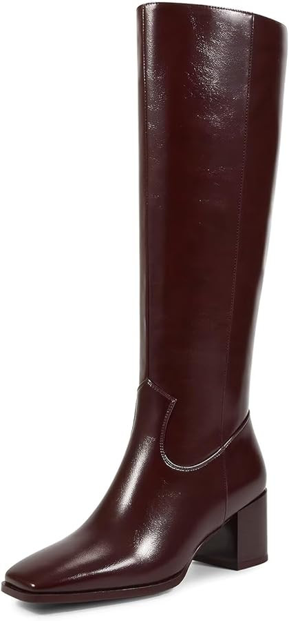 wetkiss Knee High Boots for Women GoGo Boots with Chunky Heel, Square Toe and Side Zipper Design ... | Amazon (US)