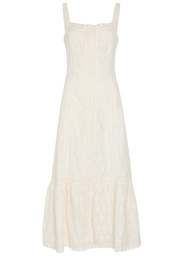 Kelli embroidered cotton and silk-blend midi dress | Harvey Nichols