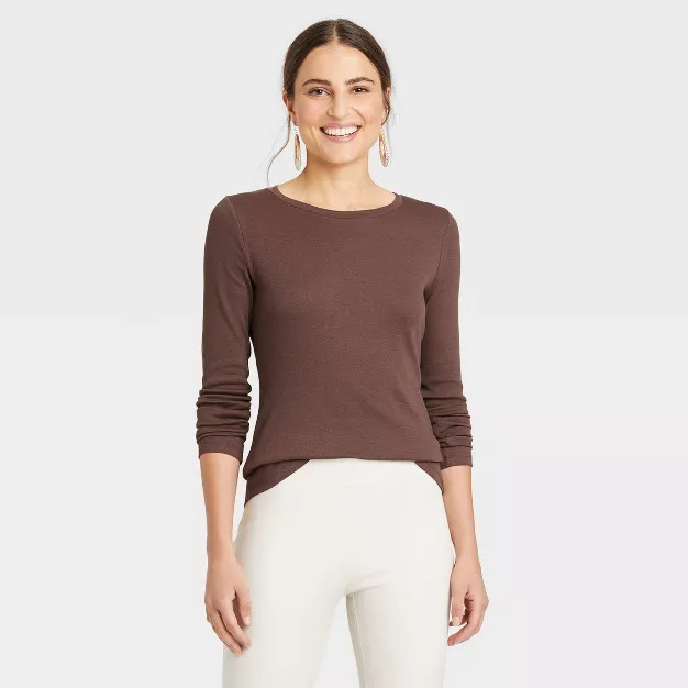 Women's Long Sleeve Ribbed T-Shirt - A New Day™ | Target