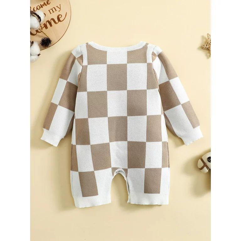Baby Romper, Long Sleeve Checkerboard Knitted Sweater Jumpsuit - Walmart.com | Walmart (US)