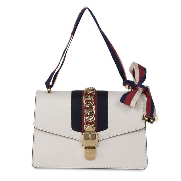 Gucci Sylvie Off-White Leather Shoulder Handbag (As Is Item) | Bed Bath & Beyond