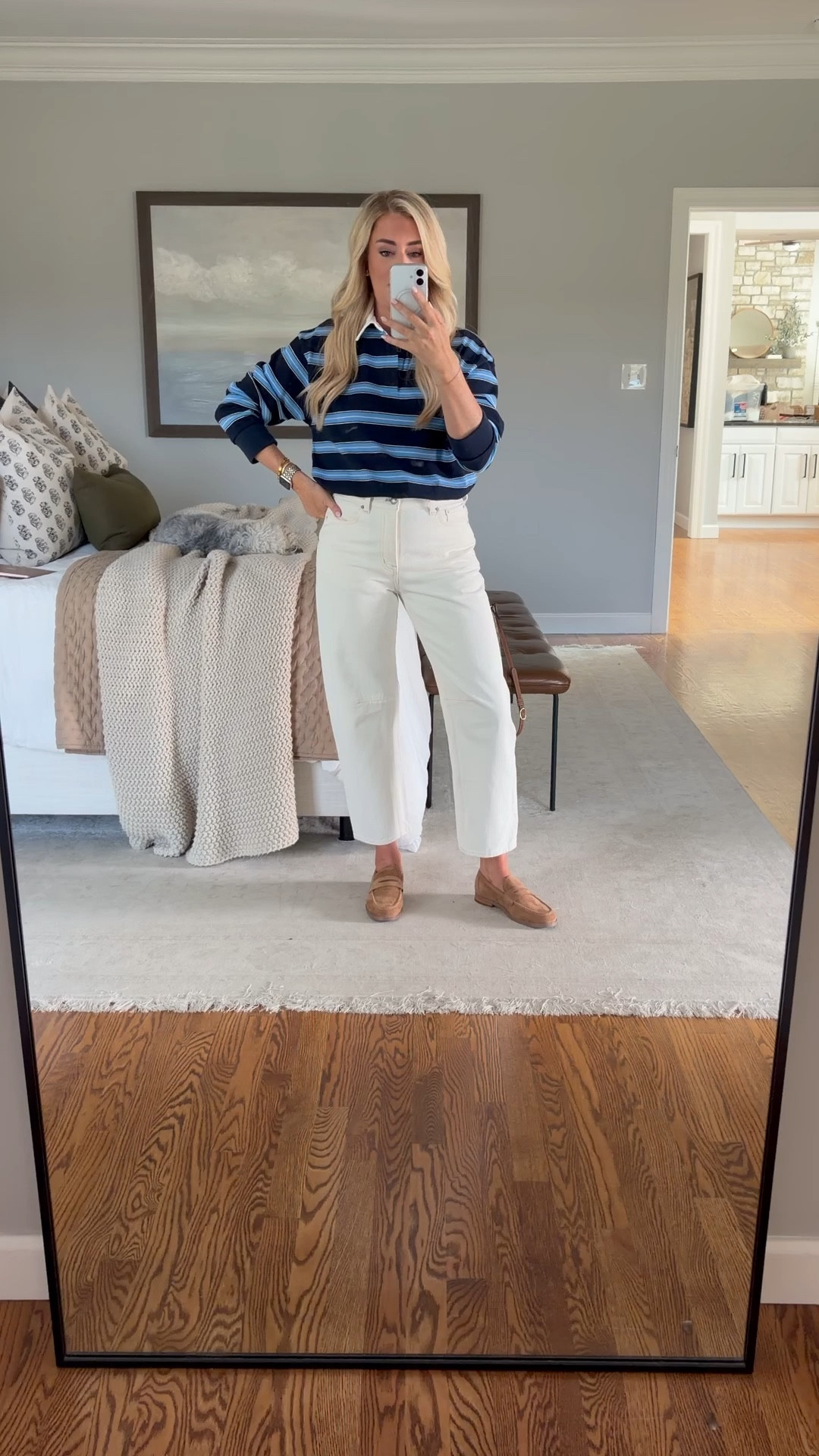 Wearing an XS in the top (sized down one) and a 26 in the jeans (sized down one)

Casual outfit, spring outfit, white jeans, jeans, cream jeans, ecru jeans, loafers, rugby polo 

#LTKSeasonal #LTKootd #LTKgrwm