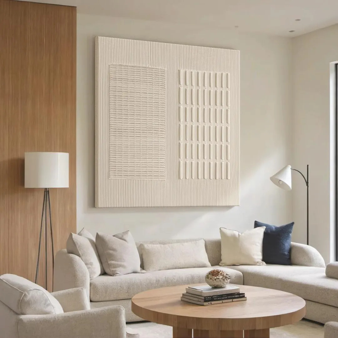 Pure Beige Textured Minimalist Wall Art Pure Beige Minimalist Art Beige 3d Textured Painting Text... | Etsy (US)