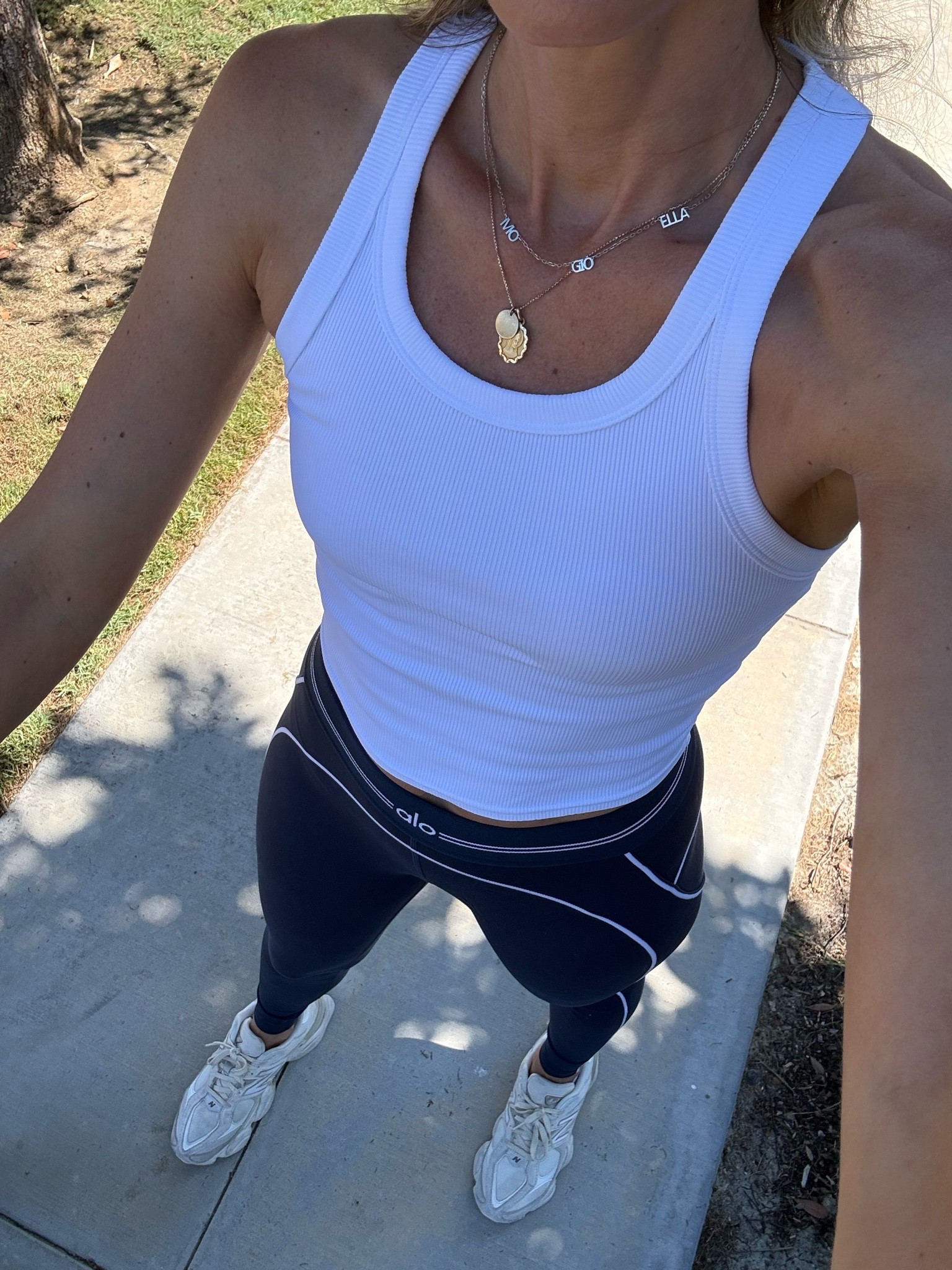 Today’s comfy outfit for a walk with the kiddos 💙 I keep grabbing for these leggings, they’re definitely a new fave for me 👌🏻 Wearing a small in top and bottom. 

Alo, workout wear, activewear, leggings outfit, comfy outfit, athleisure, New Balance sneakers

#LTKootd #LTKmomlife #LTKActive