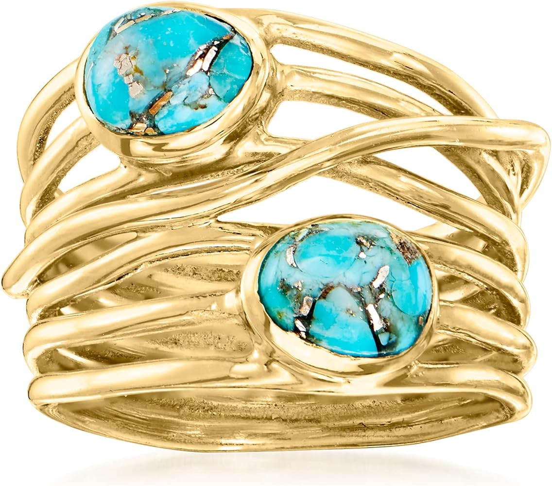 Ross-Simons 7x5mm Turquoise Highway Ring in 18kt Gold Over Sterling | Amazon (US)