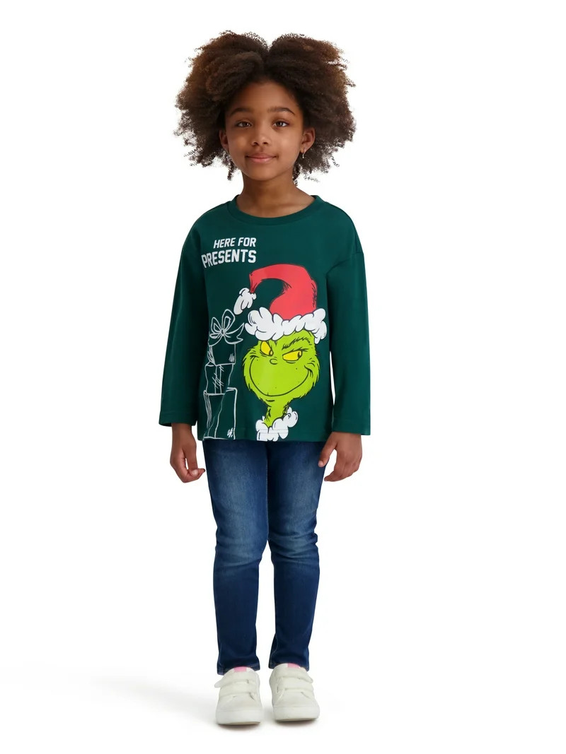 Dr. Seuss The Grinch Toddler Unisex Long Sleeve Green Tee Shirt, Sizes 12M-5T | Walmart (US)