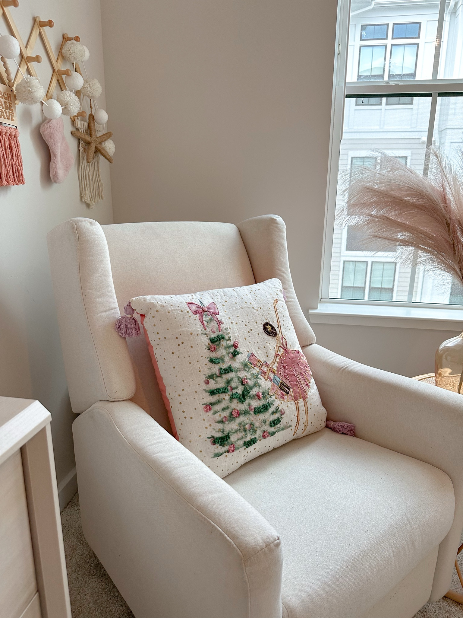 Baby girl nursery Christmas decor
Pink Christmas decor
Christmas pillow
Rocking. Chair
Nursery recliner 

#LTKhome #LTKSeasonal #LTKHoliday