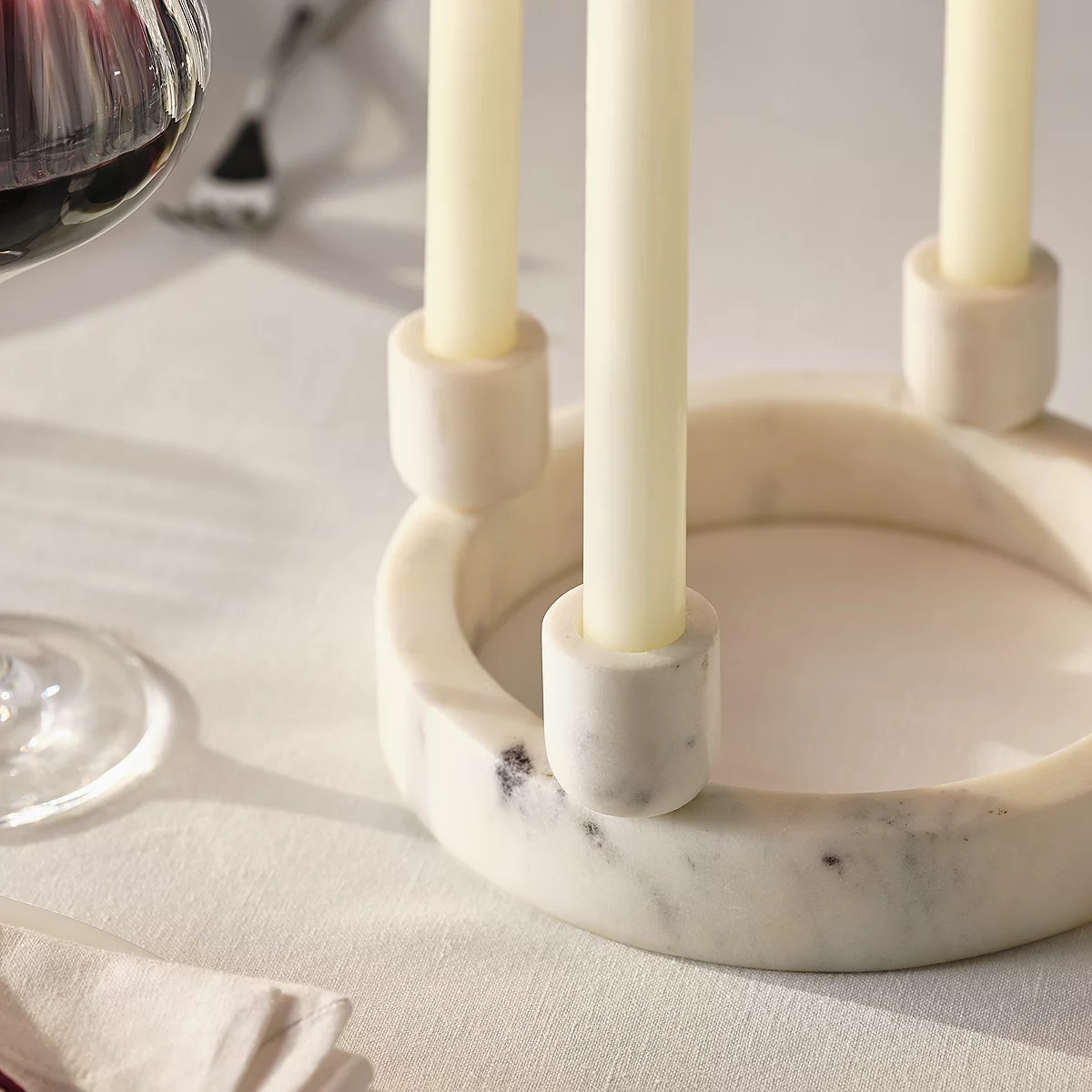 Marble 4 Piece Dinner Candle Ring | The White Company UK & ROW