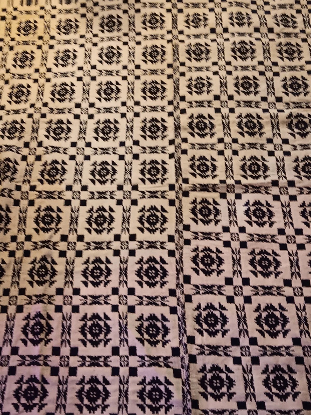 Antique Homespun Indigo Blue and Off-White Jacquard Coverlet  | eBay | eBay US