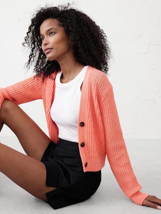 Cropped Textured Cardigan | Banana Republic Factory