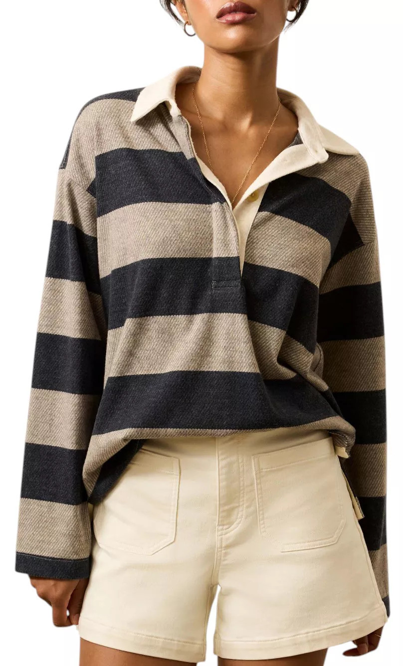 Faherty Women's Legend Sweater Rugby Popover Shirt, Medium, Navy Rugby | DICK'S Sporting Goods