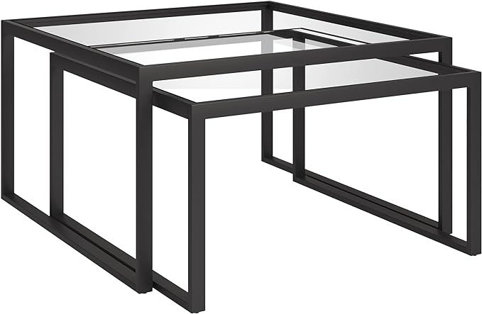 Henn&Hart Rectangular Nested Side Table in Satin Nickel, Table for Living Room, Bedroom | Amazon (US)