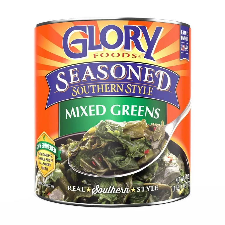 Glory Foods Seasoned Southern Style Mixed Greens, Canned Vegetables, 27 oz , Can | Walmart (US)