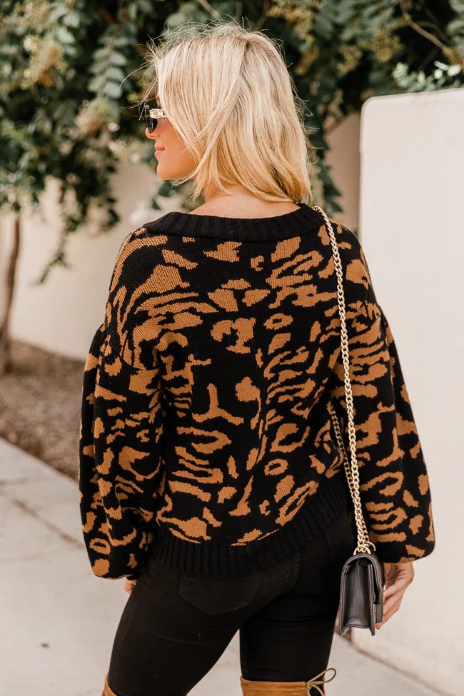 Timeline Of Us Black/Camel Animal Print Sweater FINAL SALE | The Pink Lily Boutique
