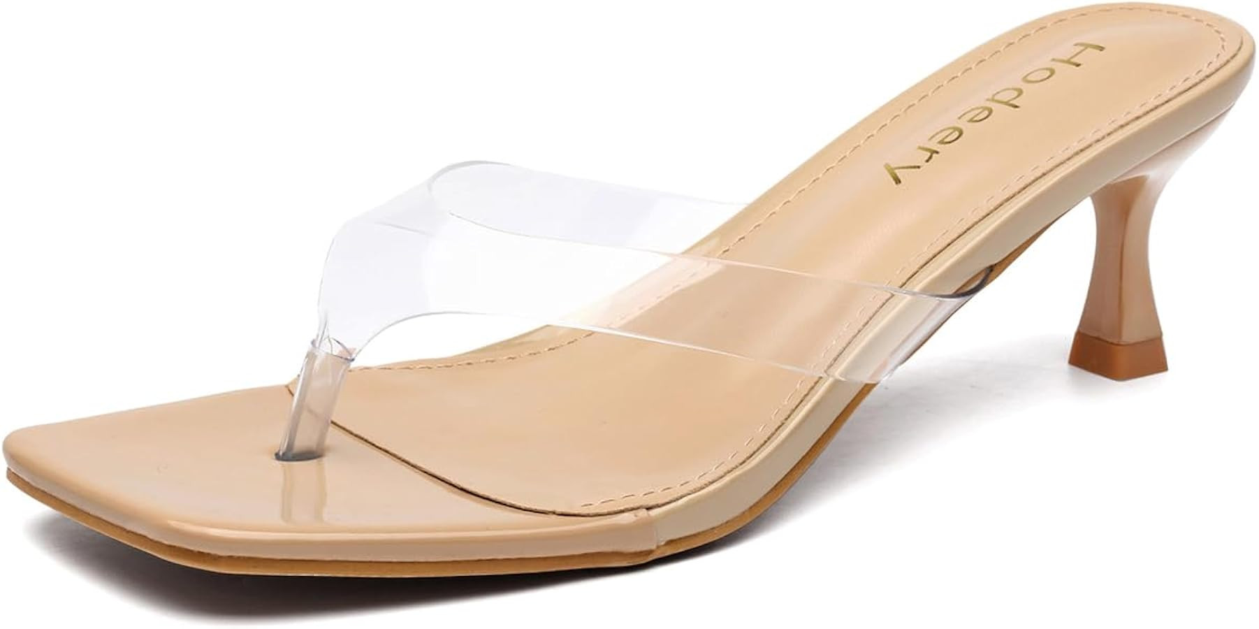 Women\u2018s Clear Strap Kitten Heels 2.5 Inch Square Open Toe Flip Flop Sandals Comfortable Low ... | Amazon (US)