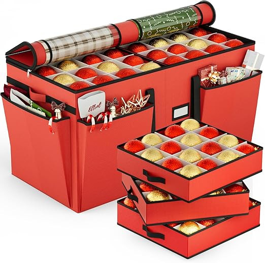 VERONLY Christmas Ornament Storage Box with 8 Trays, Christmas Storage Container for 128-3'' Holi... | Amazon (US)
