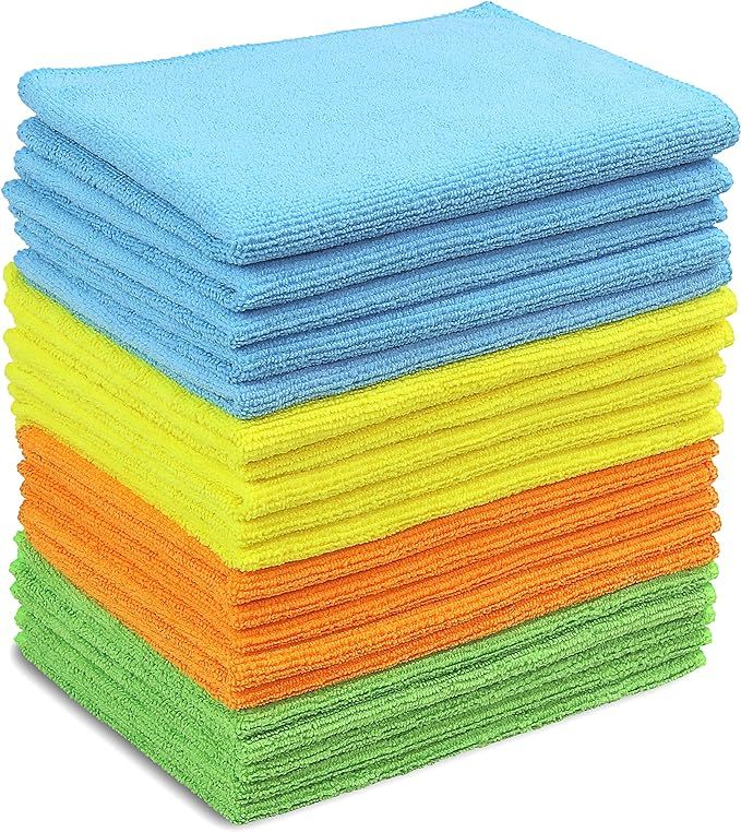 20 Pack - SimpleHouseware Microfiber Cleaning Cloth, 4 Colors | Amazon (US)