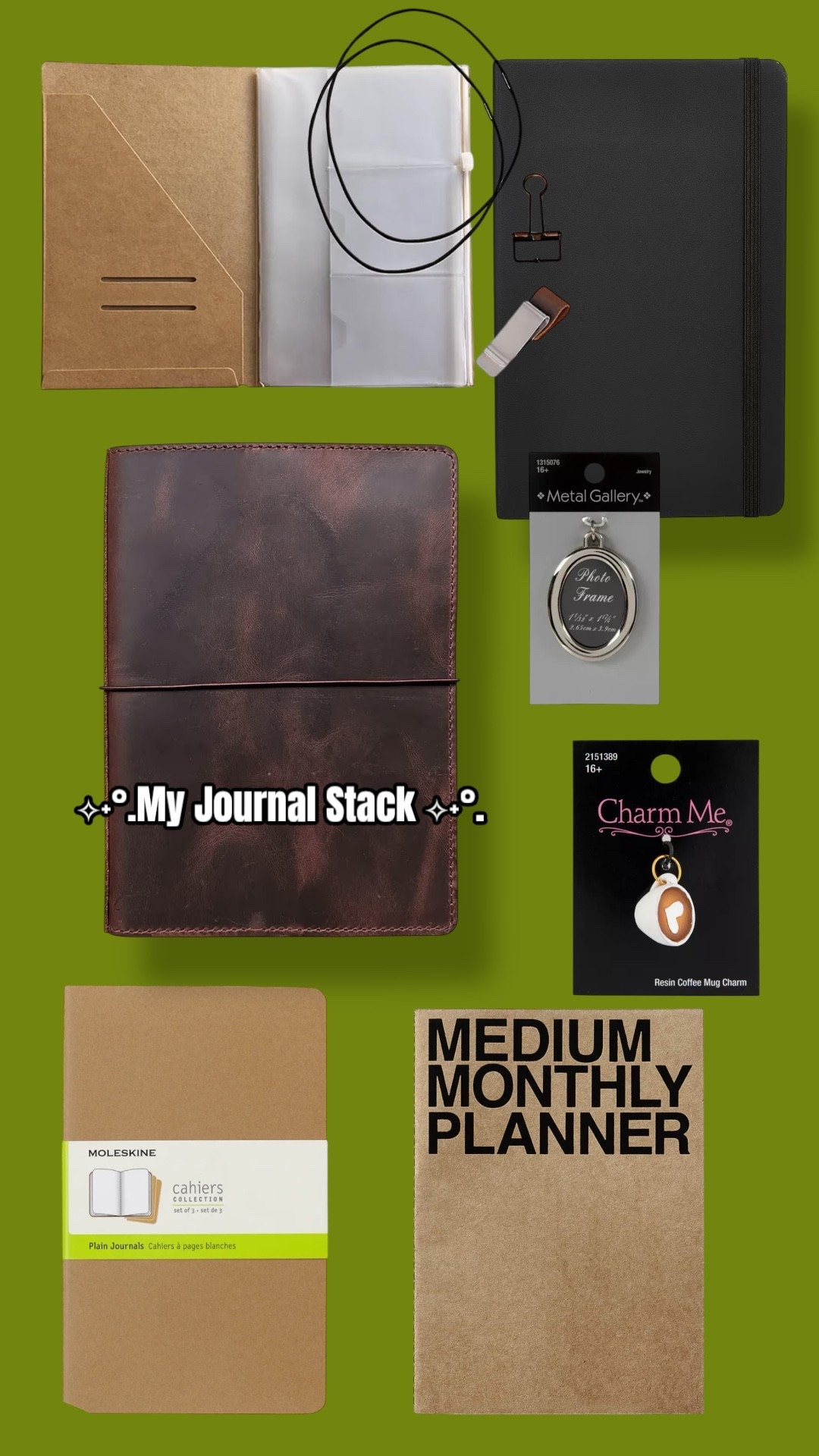 Everything that's included in my Journal Stack! I forgot to mention I got everything in the A5 size 🤎 charms are from Hobby Lobby! But linked similiar! 

#LTKGiftGuide #LTKSeasonal #LTKHome