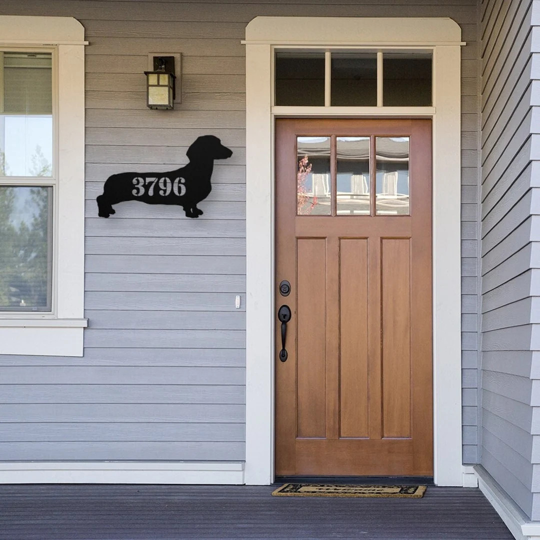 Dachshund Custom House Number Sign, Dachshund Gift, Personalized Dachshund Decor Large Metal Wall... | Etsy (US)