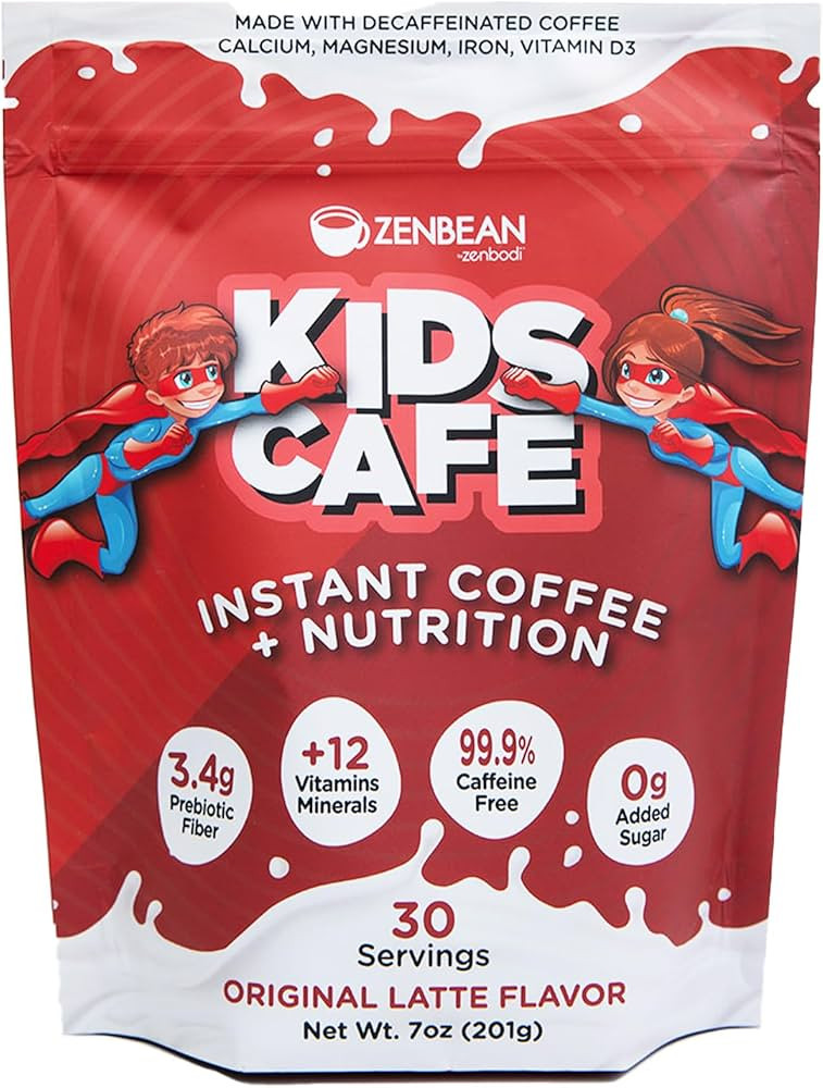 Zenbean Kids Cafe - Sugar Free Coffee & Nutrition, 99.9% Caffeine-Free, 12 Vitamins & Minerals (C... | Amazon (US)
