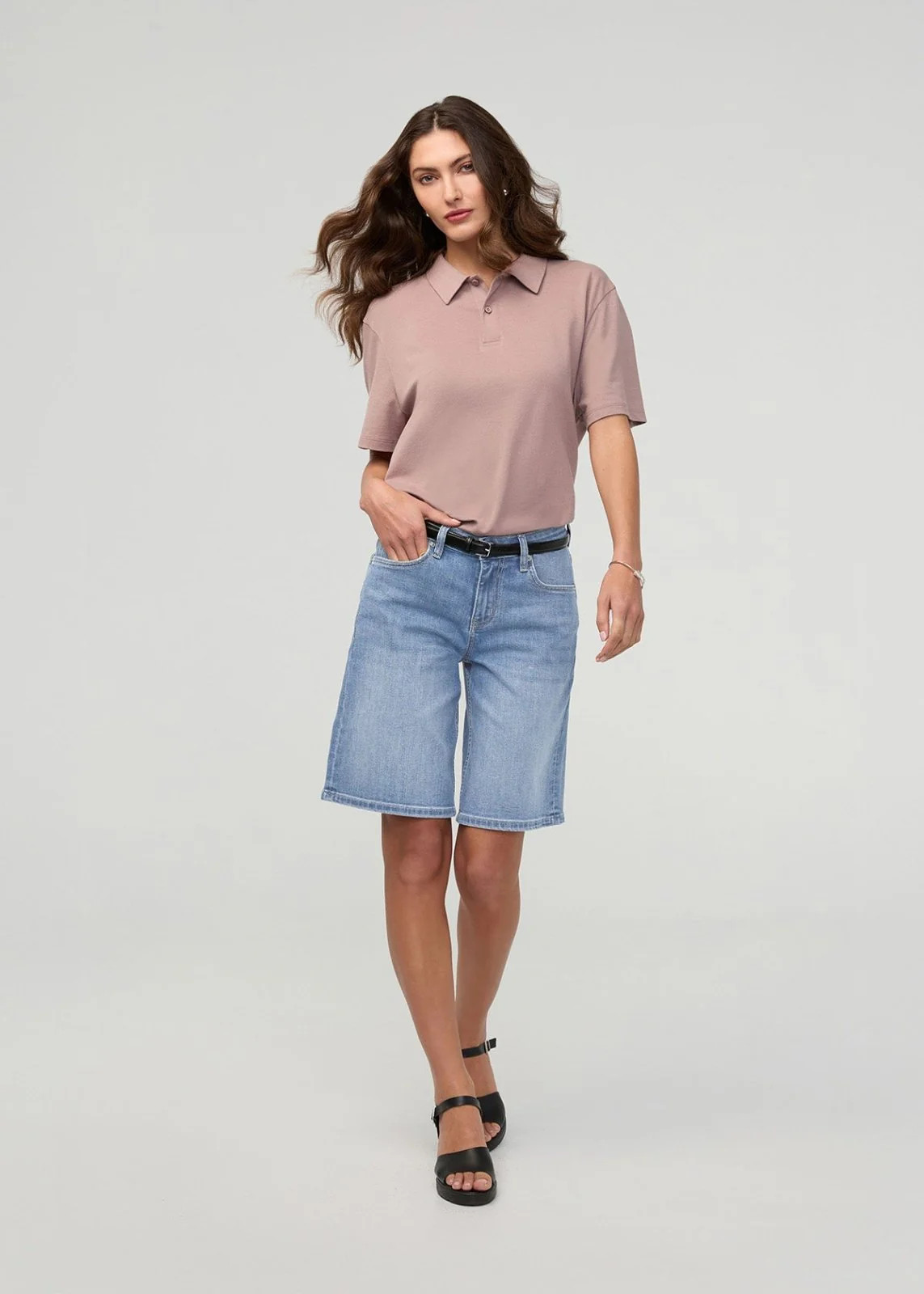 Performance Denim+ Mid Rise Loose Short - Vintage Seaside | DUER