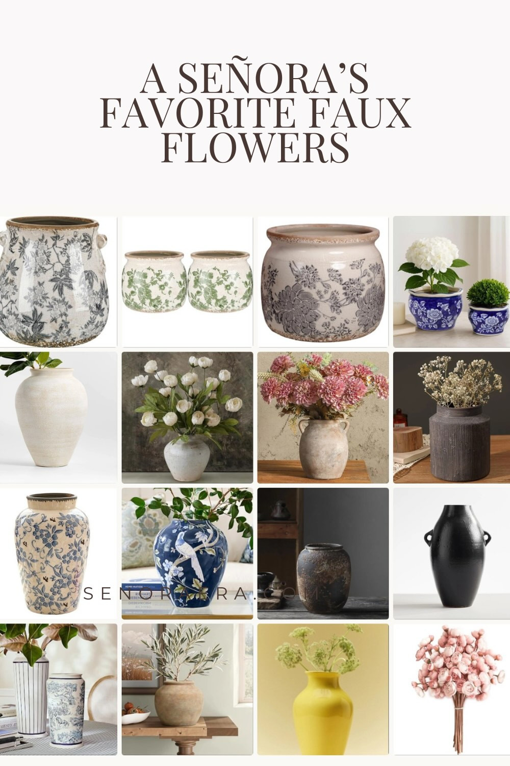 A lady (señora's) favorite faux flowers. These look just like the real thing. 
pottery barn, amazon, target, senora life 

 #LTKdayinmylife #LTKOver40 #LTKHome