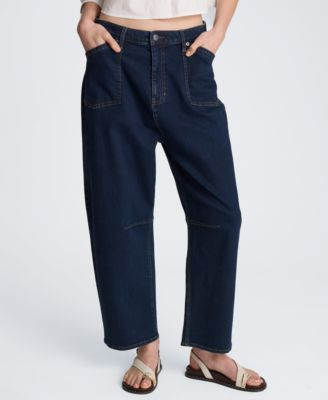 Kenneth Cole Women's High-Rise Barrel Leg Jeans - Dk Indigo Rinse Wash | Macy's