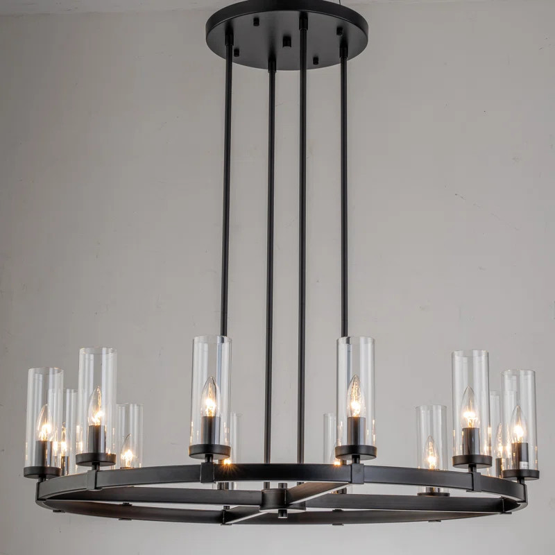 Andrade 12 - Light Dimmable Wagon Wheel Chandelier | Wayfair North America