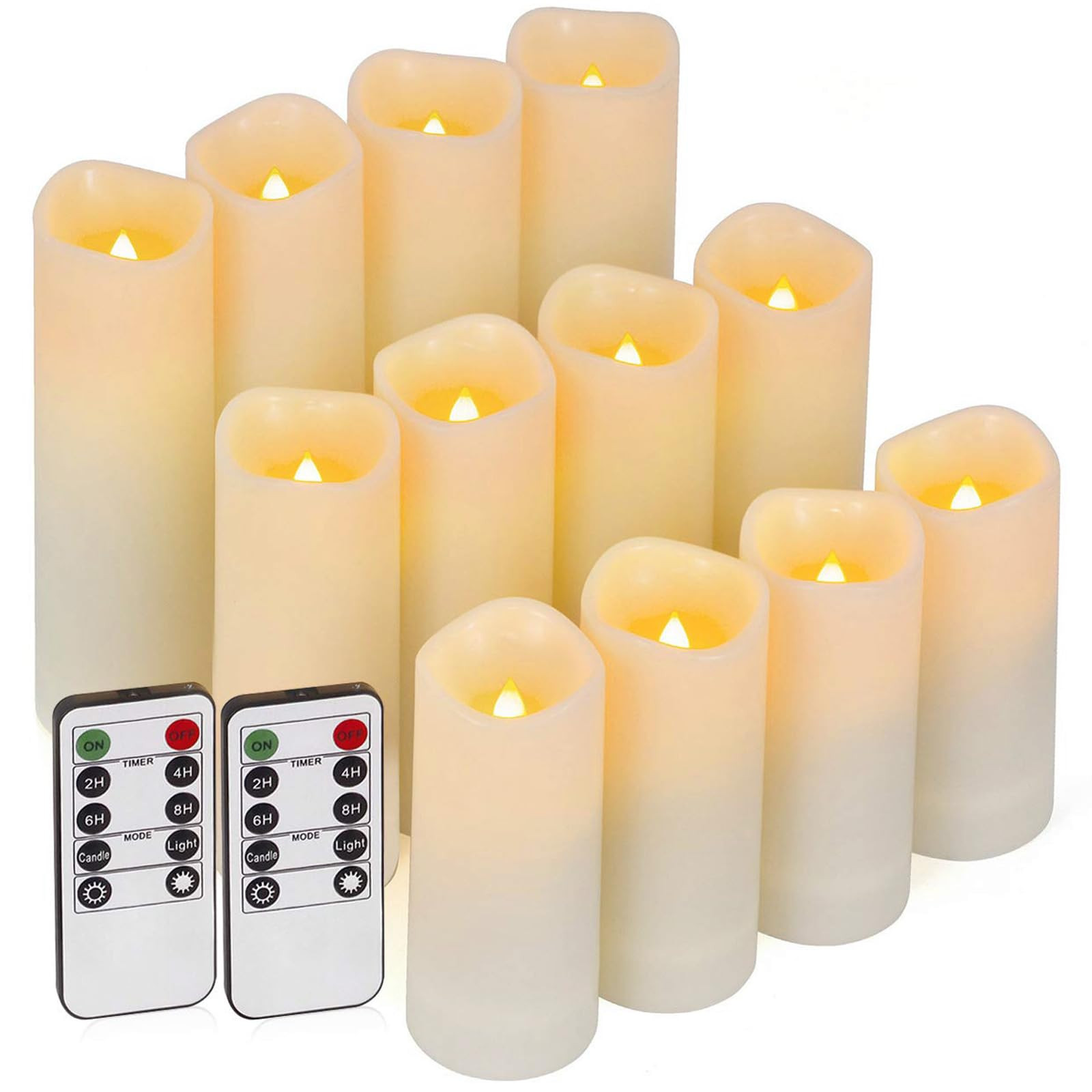 Enido 12 Pc Flameless LED Candles with Remote & Timer, Outdoor Waterproof, Flickering Electric Wa... | Amazon (US)