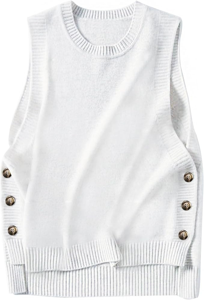 Wowcarbazole Women's Sleeveless Sweater Vest Casual Crew Neck Ribbed Knit Pullover Tops Loose Fit... | Amazon (US)