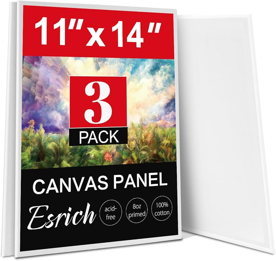 ESRICH Canvas Boards for Painting, 3 Pack Canvases for Painting 11x14 Cotton Primed Acid Free Bla... | Amazon (US)