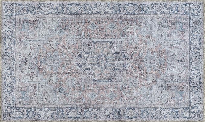 Easy Care 2' x 3' Non-Slip Small Area Rug for Kitchen, Bathroom, Entryway, Bedroom Vintage Farmho... | Amazon (US)