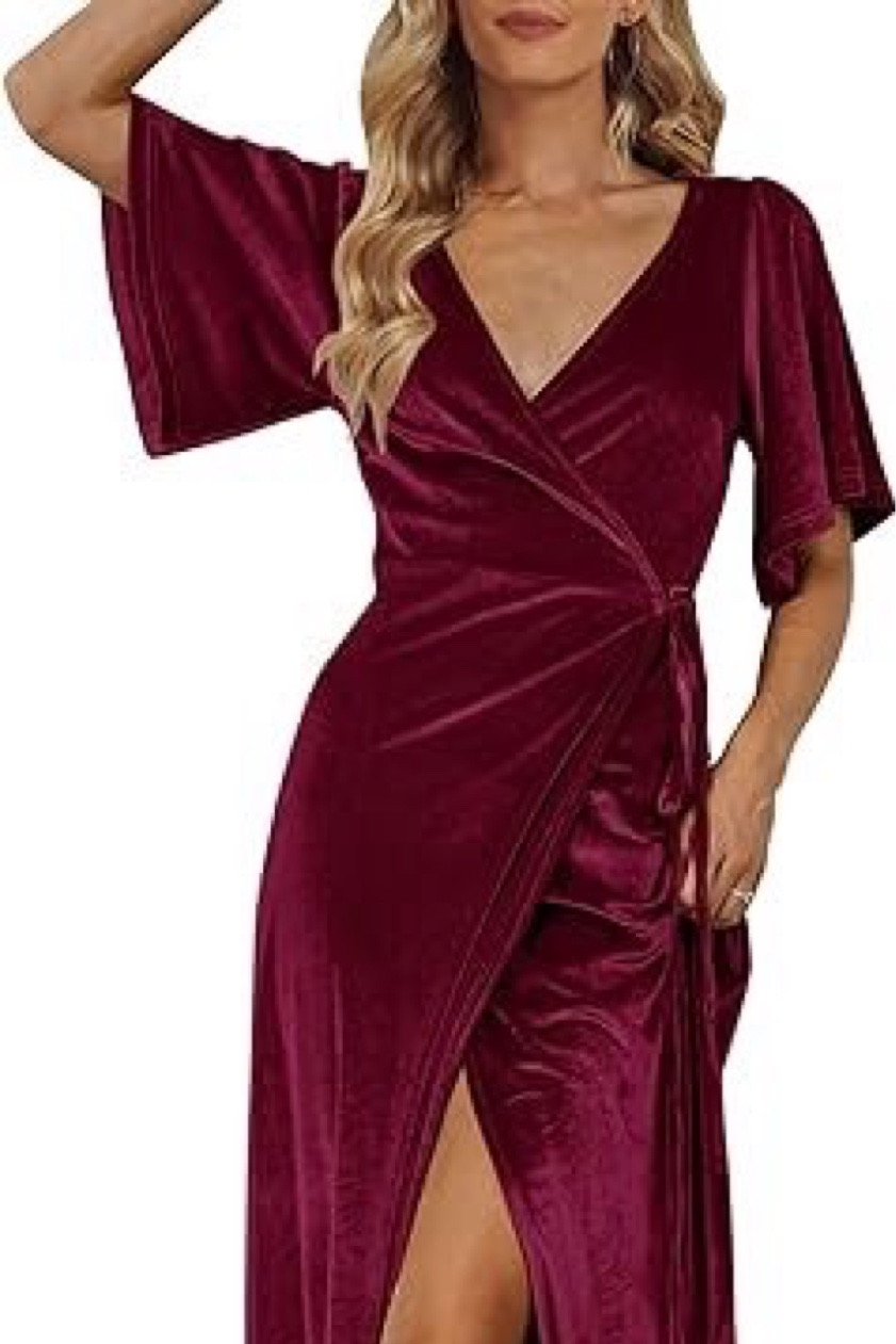 MEROKEETY Women's V Neck Wrap Velvet Maxi Dress Bell Sleeve 

#LTKstyletip #LTKHoliday #LTKparties