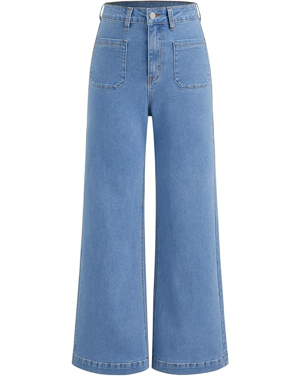 CIDER Womens Wide Leg Jeans High Waisted Stretchy Denim Flared Pants with Pockets | Amazon (US)