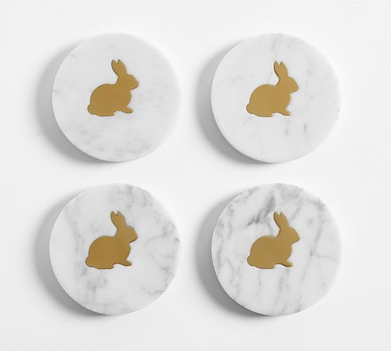 Bunny Inlay Marble Coasters - Set of 4 | Pottery Barn (US)