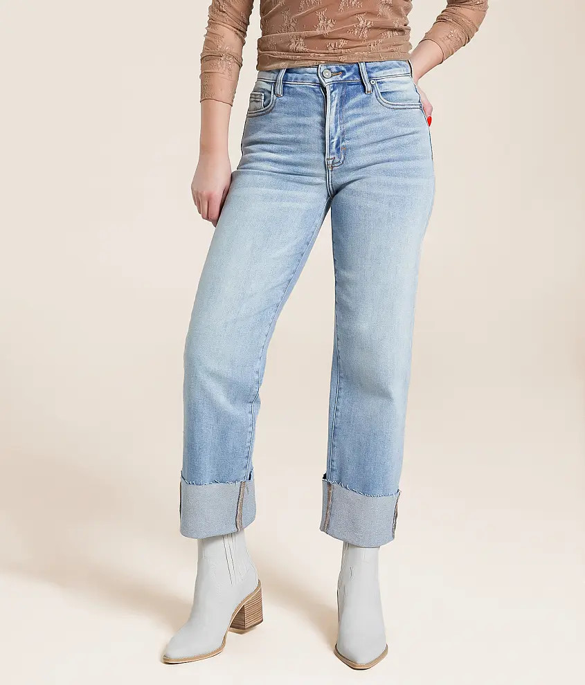 Ella Cropped Straight Stretch Cuffed Jean | Buckle