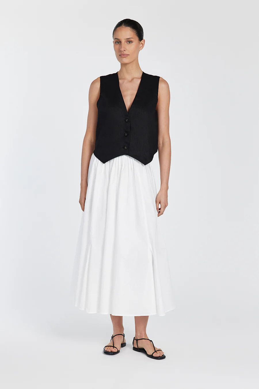 BANKS BLACK LINEN VEST | DISSH