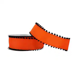 1.5" x 30ft. Orange with Black Pom Edges Wired Taffeta Ribbon by Celebrate It® Halloween | Micha... | Michaels Stores