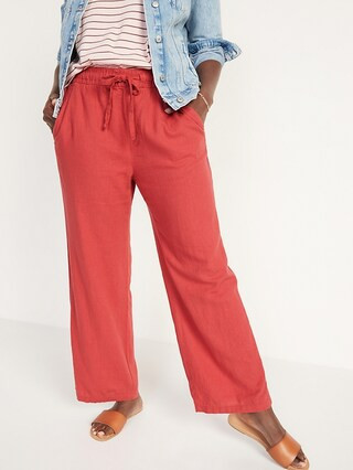 High-Waisted Wide-Leg Linen-Blend Pants for Women | Old Navy (US)