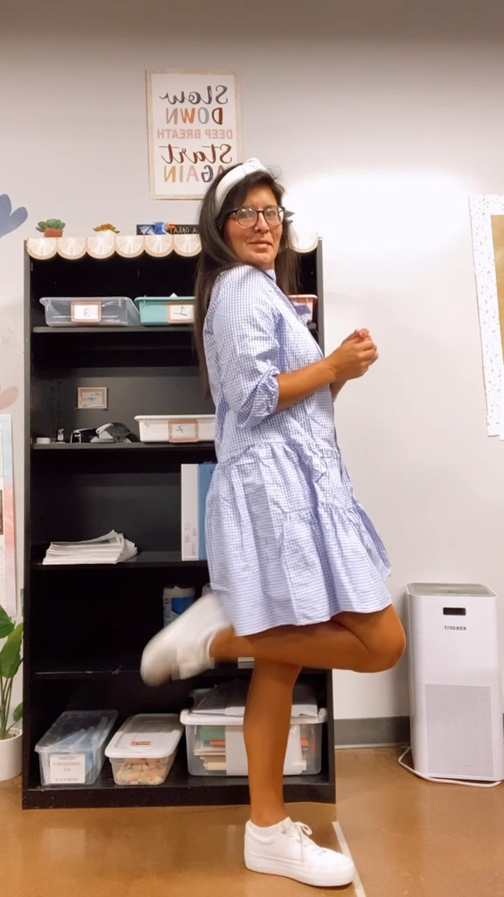 Amazon dress gingham dress white sneakers teacher style short dress sneakers work wear teacher outfit 

#LTKFindsUnder50 #LTKStyleTip #LTKWorkwear
