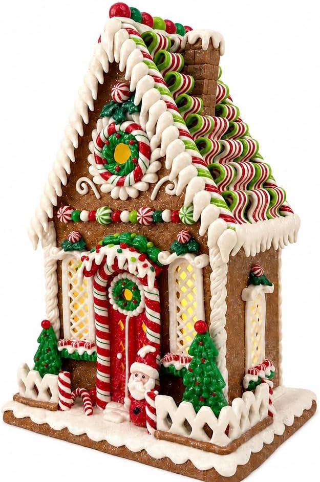 13-Inch Gingerbread House - Battery-Operated LED Lights, Clay Dough | Amazon (US)