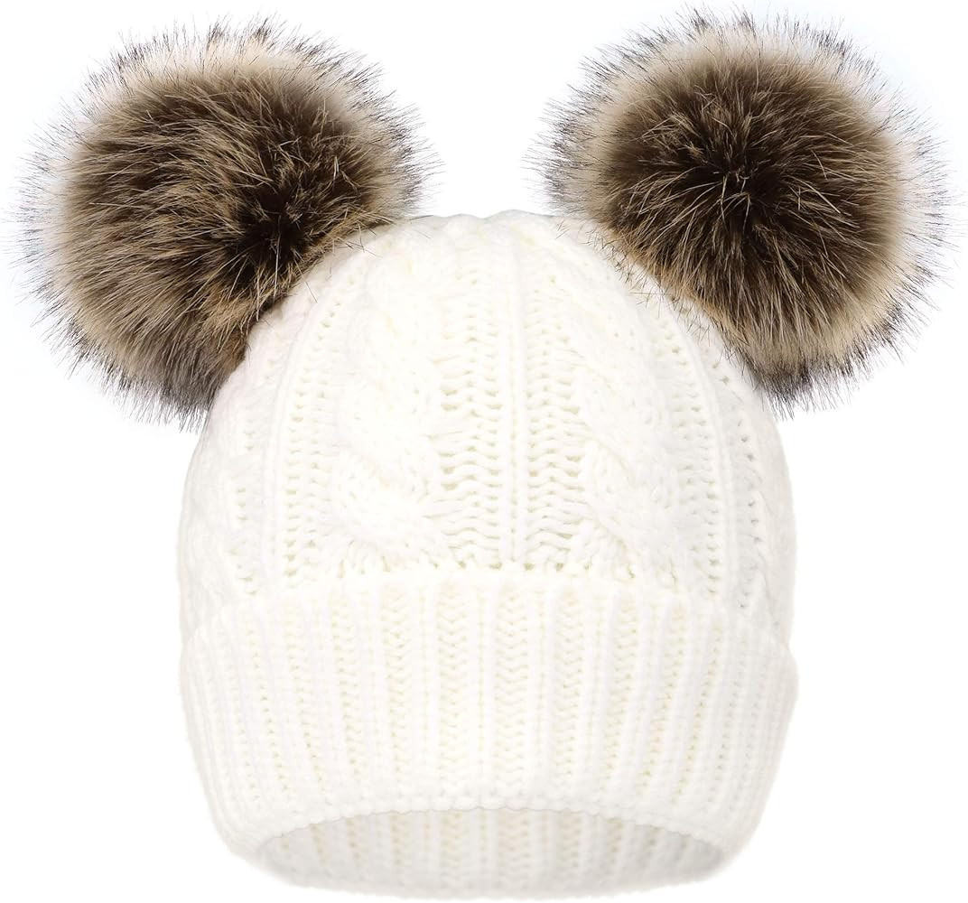 Arctic Paw Women Winter Cable Knit Fleece Lined Warm Pom Pom Beanie Hat | Amazon (US)