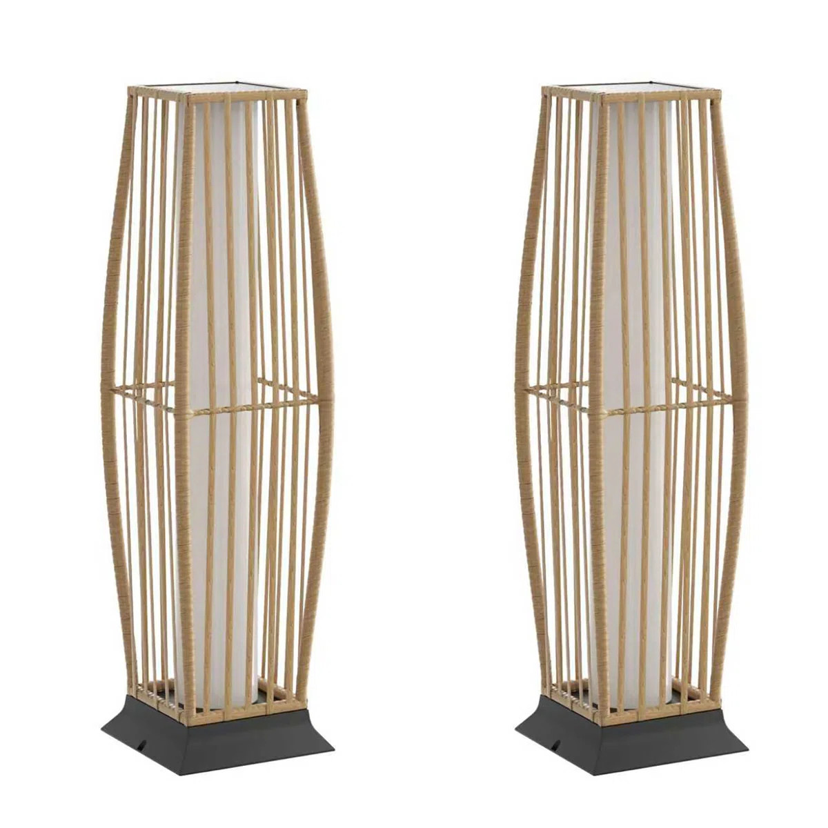 30.75'' Solar Powered Rattan Outdoor Floor Lamp (Set of 2) | Wayfair North America