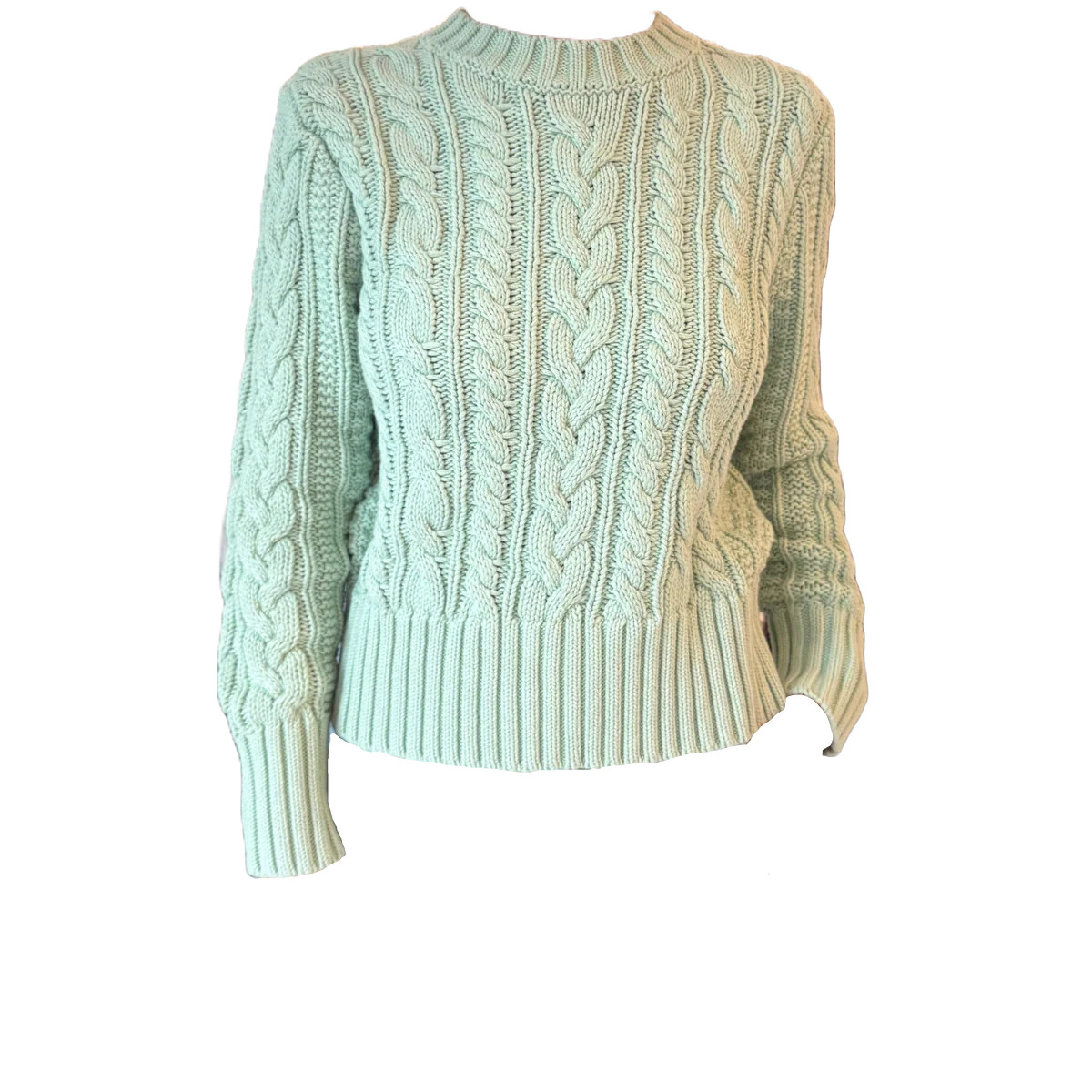 Cable Crewneck Sweater, Mist | Livro