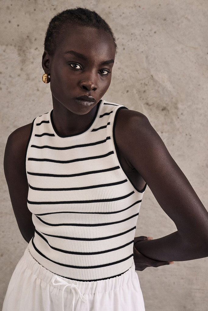 HENRY WHITE STRIPED KNIT TANK | DISSH